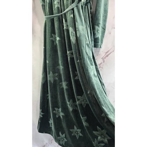 & Other Stories Dress Womens 6 Small Green Velvet Floral Midi Maxi Wrap Long - Picture 14 of 16